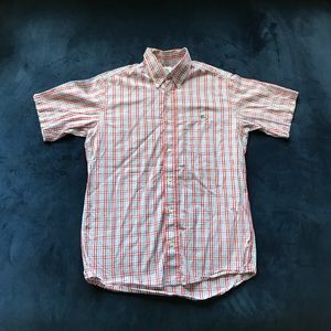 LACOSTE RED‎ BLUE WHITE GINGHAM CHECK PLAID SHIRT